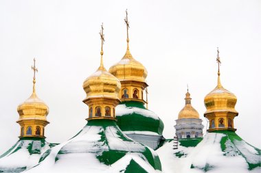 Cathedral domes in Kiev (kyiv) Ukraine clipart