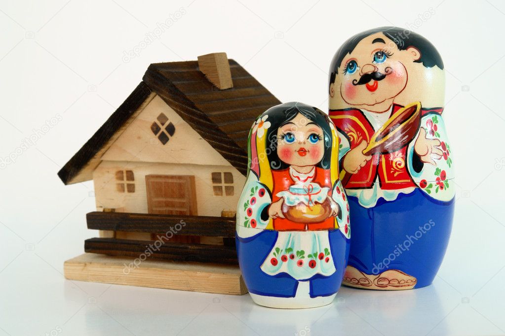 Russian nested dolls and house
