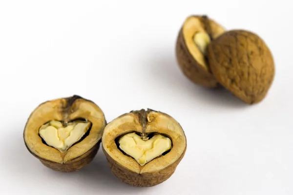 Walnuts - as hearts — Stock Photo, Image