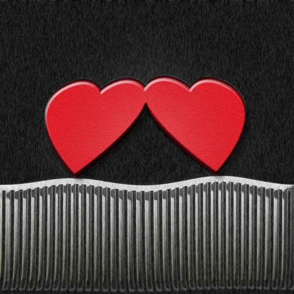 Hearts on fence background