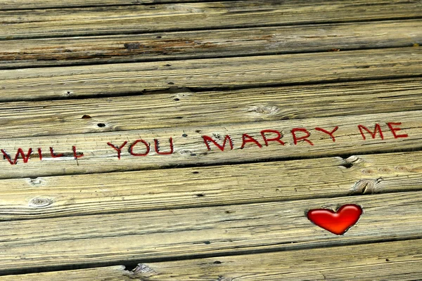 Marriage proposal in wood