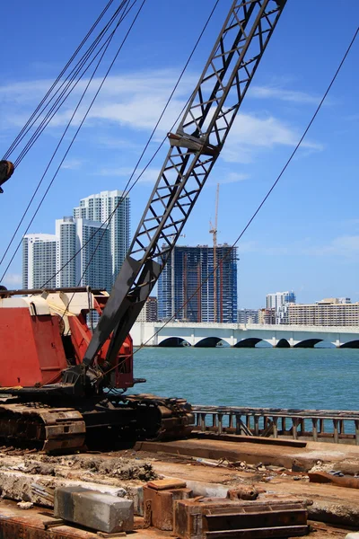 Floating construction site on the bay — Stock Photo, Image