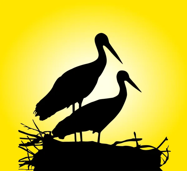 Cranes in a nest Royalty Free Stock Vectors
