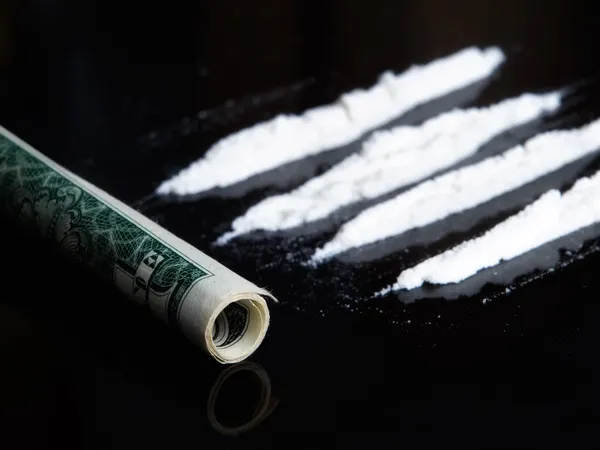 Cocaïne en dollar — Stockfoto
