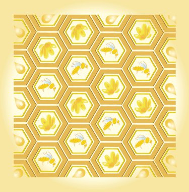 Bee and honey pattern clipart
