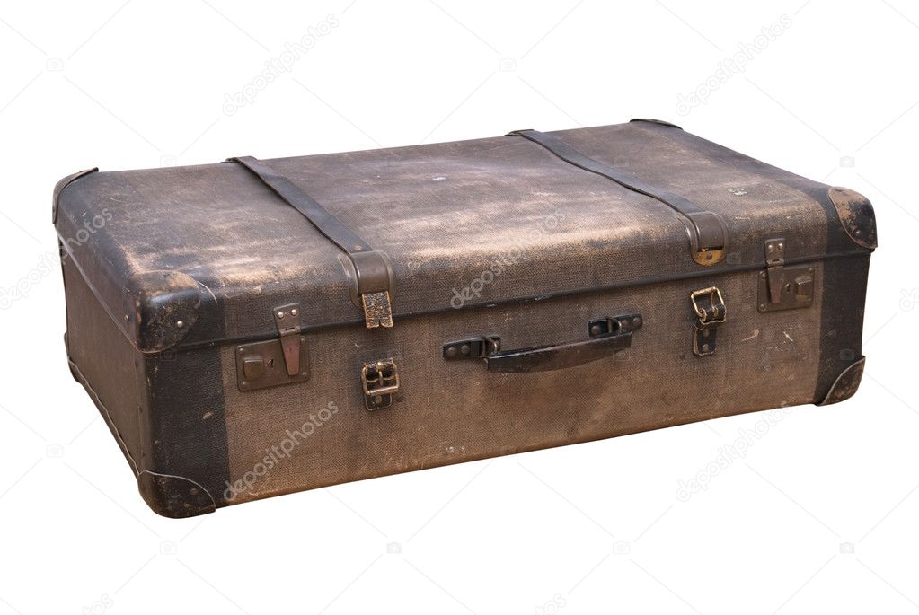 Oldfashioned suitcase isolated on white — Stock Photo © casaalmare