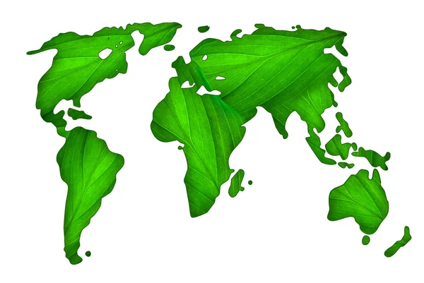 Zielona mapa świata — Zdjęcie stockowe