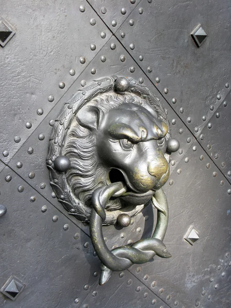 Old door with lion head — Stock Photo, Image