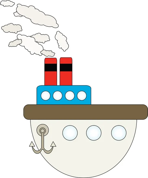 stock vector Steam ship