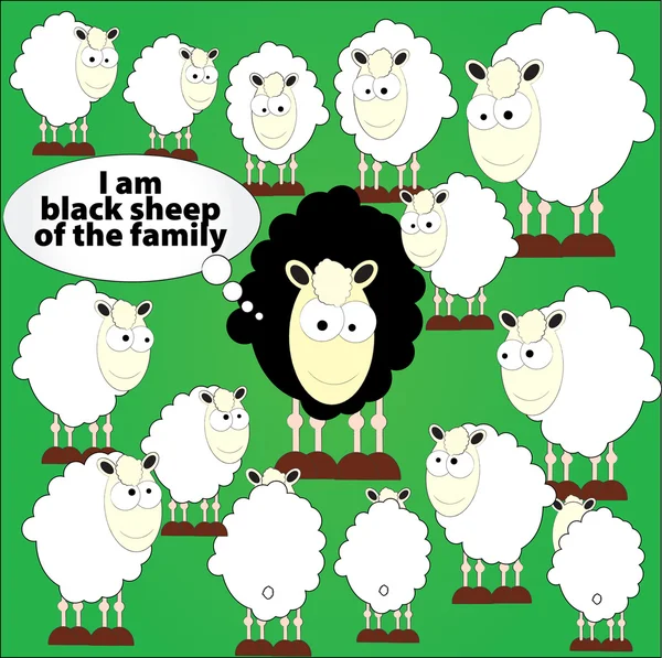 Чёрная овца в семье — стоковый вектор