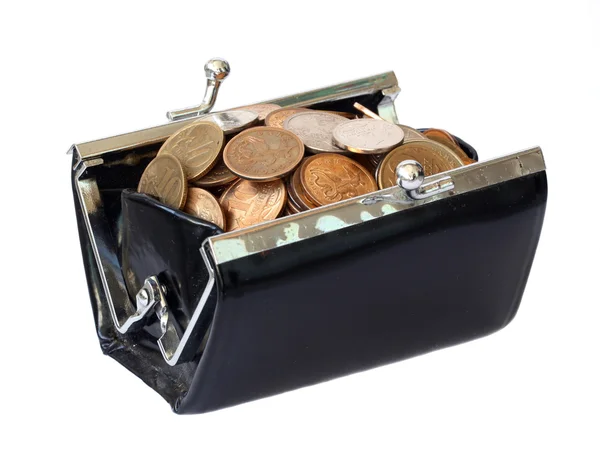 Coins in a purse — Stock Photo, Image