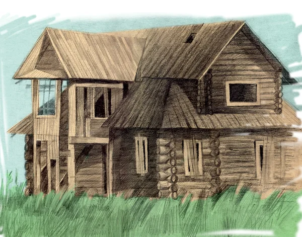 Древний деревянный дом — стоковое фото