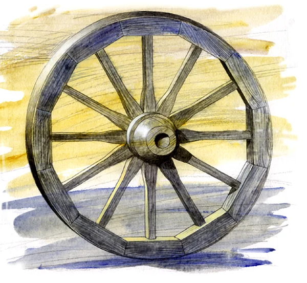 Houten oude kar wiel — Stockfoto