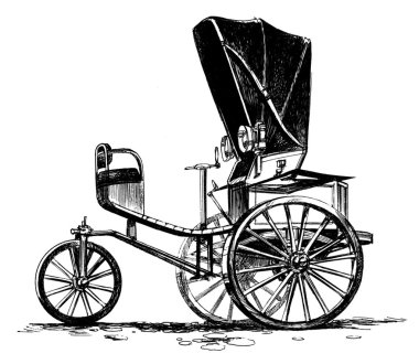 Ancient three-wheeled car clipart