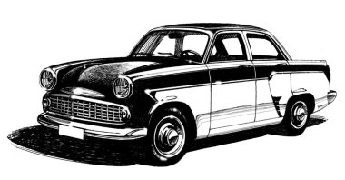 Stylish antique four-seater urban car clipart