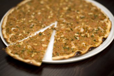 Minced lamb and Pine Kernels pizza clipart