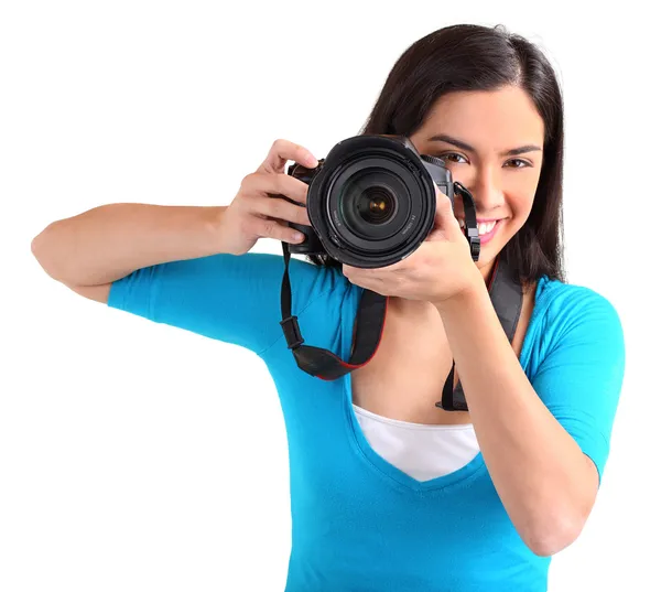 Жіночий фотограф, зйомки ви — стокове фото