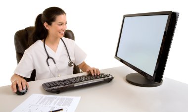 Nurse Sitting and Working clipart