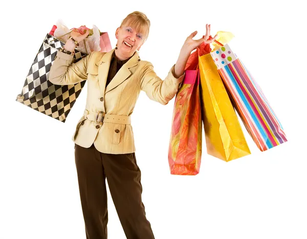 Mulher sênior em um shopping Spree — Fotografia de Stock