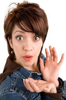Woman Surprised about Something clipart