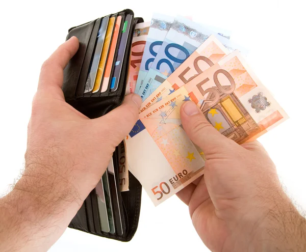 Pagar en efectivo con euros —  Fotos de Stock