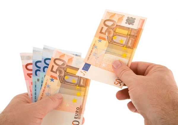 Euro para birimiyle nakit ödeme — Stok fotoğraf
