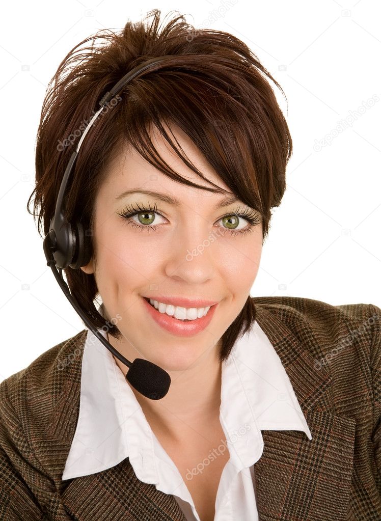 Beautiful Smiling Woman Wearing Headset