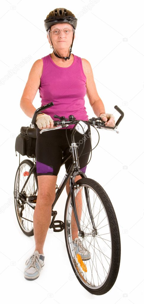 Fit Senior Woman Riding a Bicycle