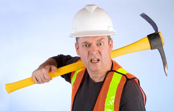 脾气暴躁的建筑工人 — 图库照片