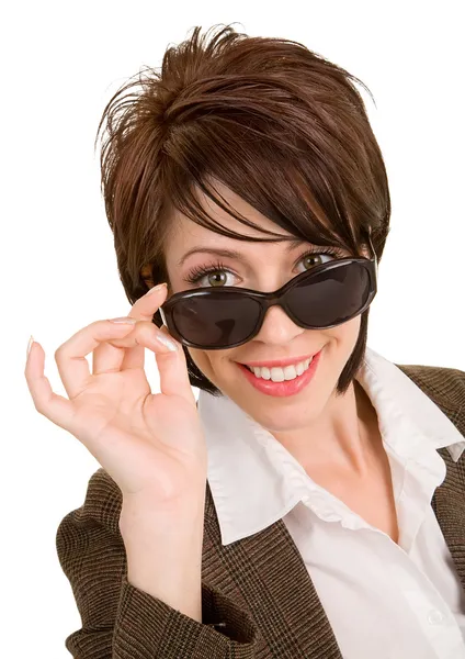 Hölgy keresi felett napszemüveg — Stock Fotó