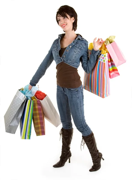 쇼핑 슈프레에 젊은 여자 — 스톡 사진