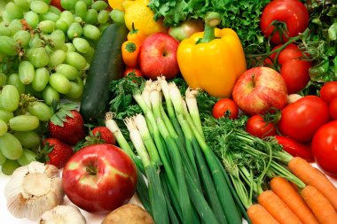 Close-up of Fresh Vegetables and Fruits clipart