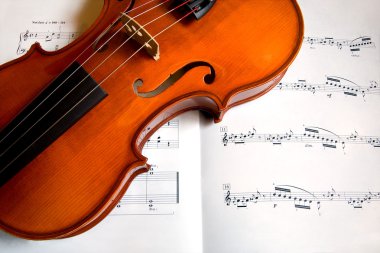 Violin on a Music Sheet clipart