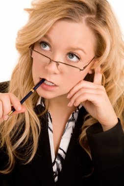 Businesswoman Solving a Problem clipart