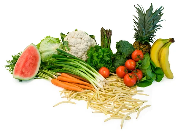 Veggies és a gyümölcsök elrendezése — Stock Fotó