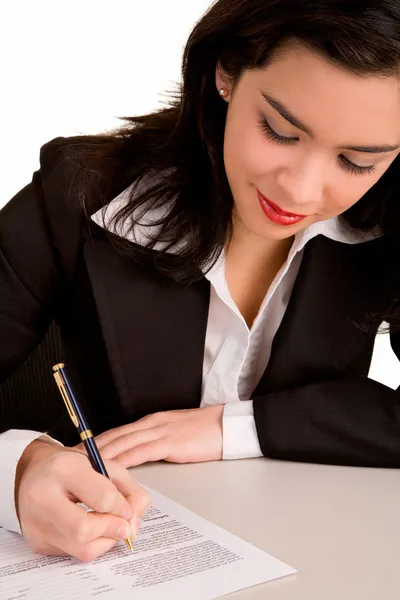 stock image Businesswoman is Signing a Document