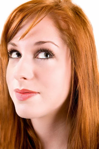 Redhead Girl Looking Up — Stock Photo, Image