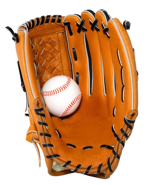 Baseball handske och bollen isolerade — Stockfoto