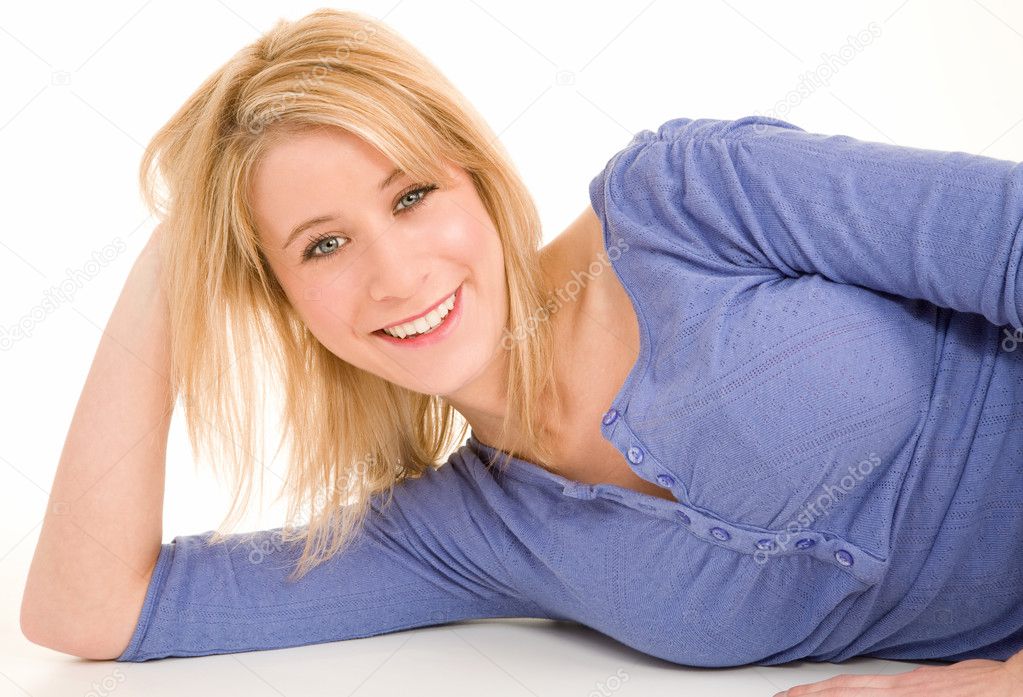 Beautiful Smiling Blonde Lying Down