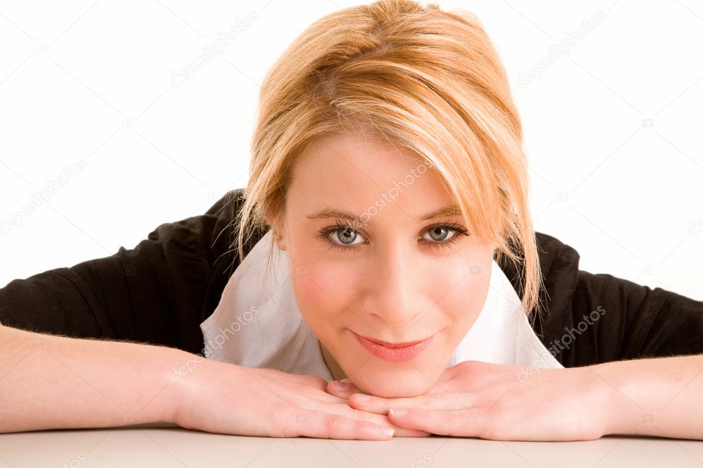 Woman Posing on her Desk