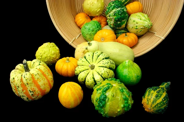 Squashes Falling Out of a Basket — Stock Photo, Image