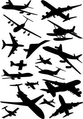 Airplanes silhouettes clipart