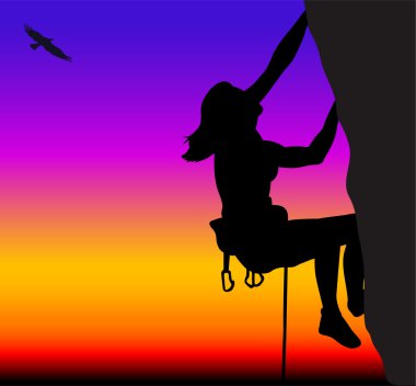 Rock climbing woman clipart