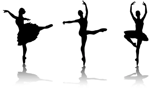 Σιλουέτες χορευτές μπαλέτου — Διανυσματικό Αρχείο