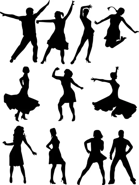 Χορός σιλουέτες — Διανυσματικό Αρχείο