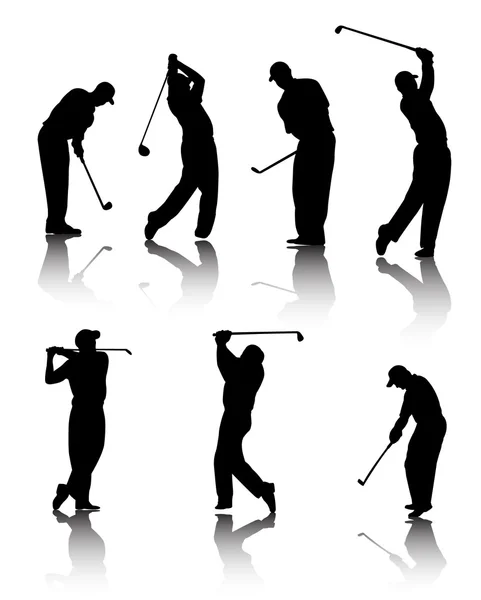 Golfçüler silhouettes — Stok Vektör