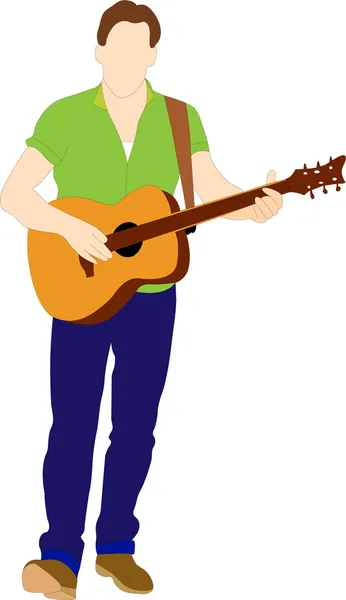 Homme jouant de la guitare acoustique — Image vectorielle