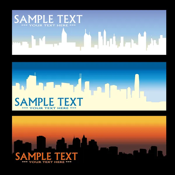 Bannières skyline de la ville — Image vectorielle