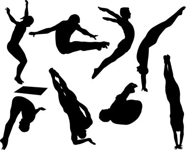 Free style diving silhouettes clipart