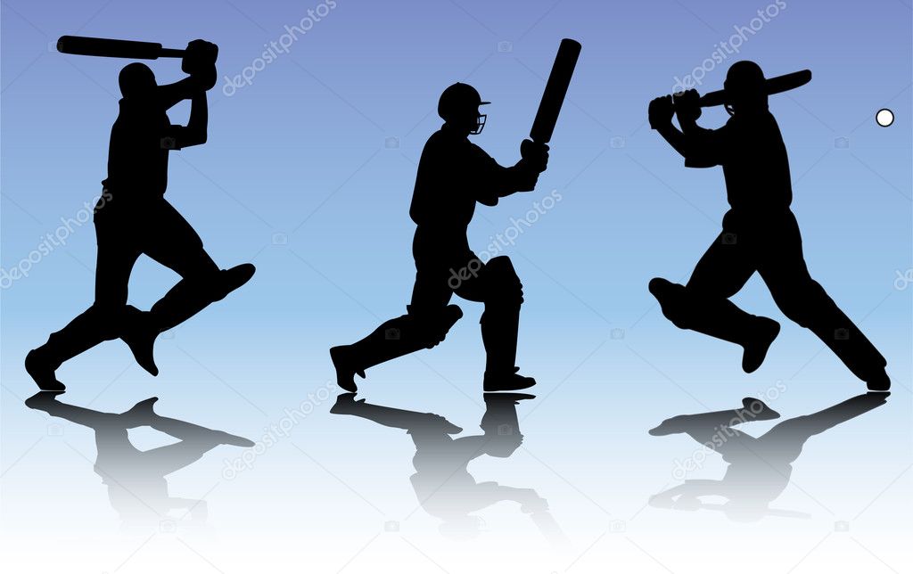 Cricket players silhouettes